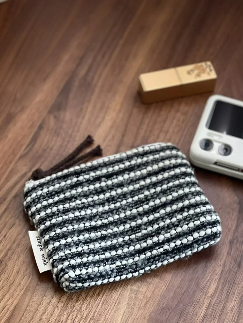 Bouclé Textured Cosmetic Pouch | Zipper Pouch | New